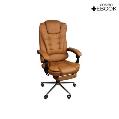 Kit 2 Cadeiras De Escritório Presidente Soft Ergonômica Apoio Para Pés Marrom