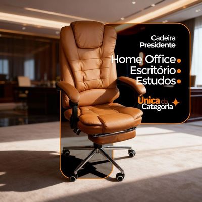 Kit 2 Cadeiras De Escritório Presidente Soft Ergonômica Apoio Para Pés Marrom
