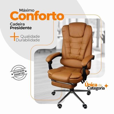 Kit 2 Cadeiras De Escritório Presidente Soft Ergonômica Apoio Para Pés Marrom