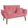 Kit Poltrona Decorativa Namoradeira 2 Puffs Quadrado E 2 Almofadas Suede - Lm Decor Rose