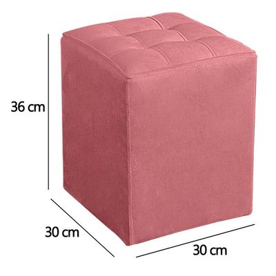 Kit Poltrona Decorativa Namoradeira 2 Puffs Quadrado E 2 Almofadas Suede - Lm Decor Rose