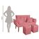 Kit Poltrona Decorativa Namoradeira 2 Puffs Quadrado E 2 Almofadas Suede - Lm Decor Rose