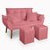 Kit Poltrona Decorativa Namoradeira 2 Puffs Quadrado E 2 Almofadas Suede - Lm Decor Rose