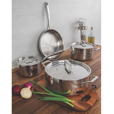 Jogo De Panelas Tramontina Grano Em Aço Inox Com Corpo Triplo 4 Peças 65140000