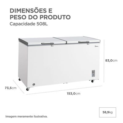 Freezer Horizontal Midea 2 Portas 508L Branco Inverter MDRC698FZD013 Bivolt