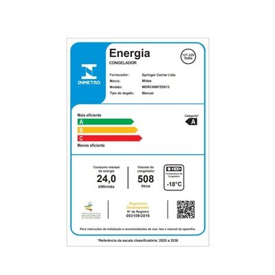 Freezer Horizontal Midea 2 Portas 508L Branco Inverter MDRC698FZD013 Bivolt
