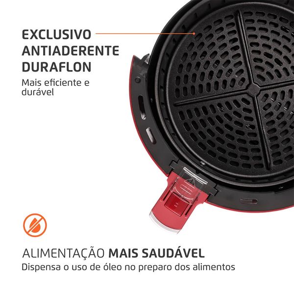 Fritadeira Sem Óleo Air Fryer 3,2L Mondial Vermelho e Inox 1500W AF-34-R 127V Fritadeira Sem Óleo Air Fryer 3,2L Mondial Vermelho e Inox 1500W AF-34-R 127V