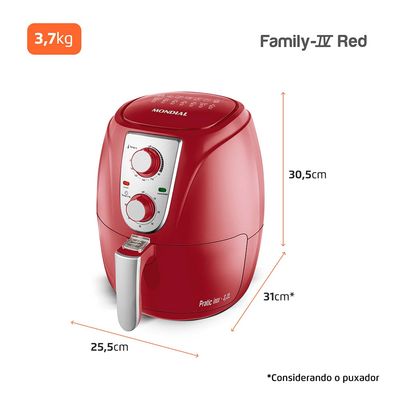 Fritadeira Sem Óleo Air Fryer 3,2L Mondial Vermelho e Inox 1500W  AF-34-R 127V