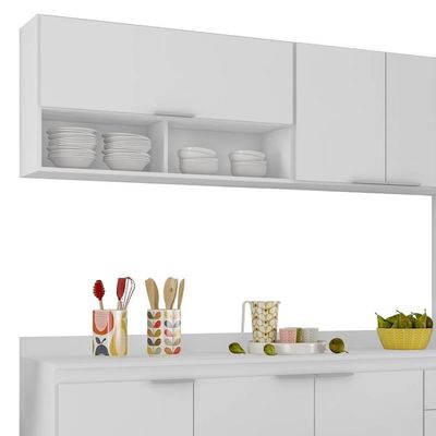 Armário De Cozinha Com Tampo Cp02 240cm Pérola Branco Z34 - Mpozenato