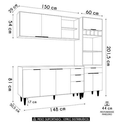Armário De Cozinha Cp02 Para Pia 150cm Pérola Z34 Branco - Mpozenato