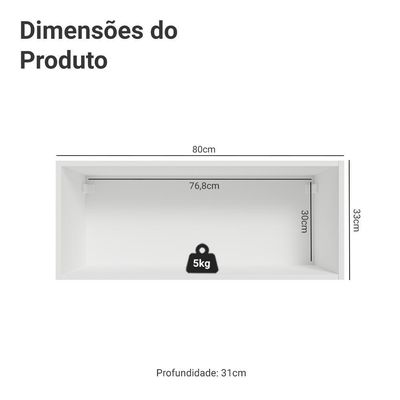 Armário Aéreo 80 Cm 1 Porta Basculante Vik Madesa Branco/cinza