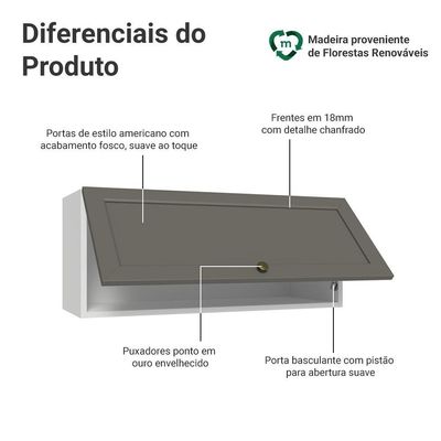 Armário Aéreo 80 Cm 1 Porta Basculante Vik Madesa Branco/cinza