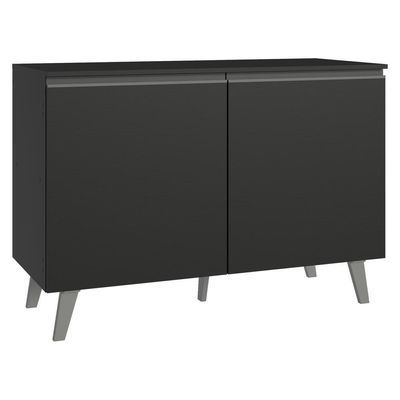 Balcão De Cozinha 120 Cm 2 Portas Com Pés Preto Nice Madesa Preto