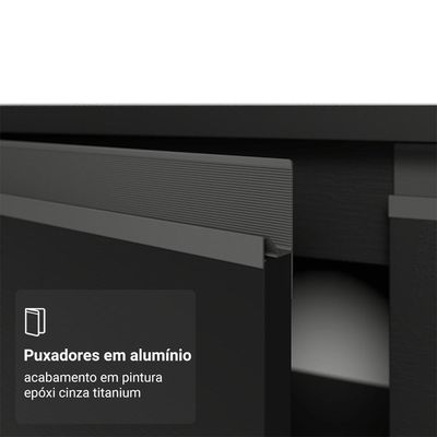 Balcão De Cozinha 120 Cm 2 Portas Com Pés Preto Nice Madesa Preto