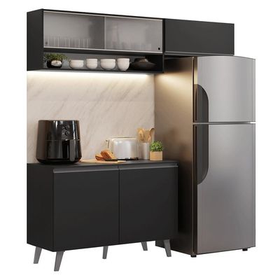 Armário De Cozinha Compacta 200 Cm Preto Nice Madesa 09 Xa Preto