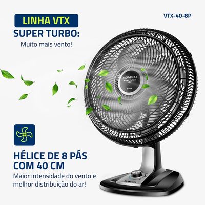 Ventilador de Mesa Mondial 8 Pás VTX-40-8P - 40cm 127V