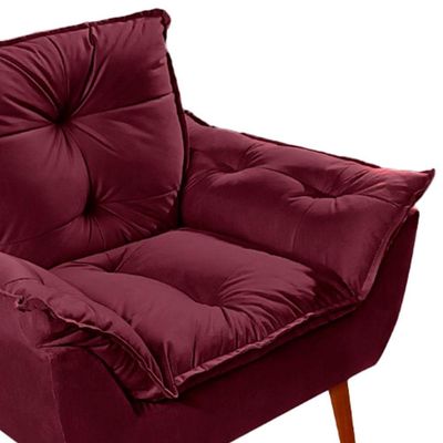 Kit 2 Poltronas Opala Decorativa P- Sala, Quarto E Recepção Suede - Lm Decor Vermelho Bordô