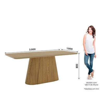 Mesa Olivia 8 Lugares Tampo 200cm C Vidro Canto Arredondado Nature