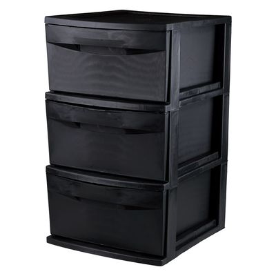 Gaveteiro de Chão Plástico São Bernardo Preto 3 Gavetas 37x32x54cm