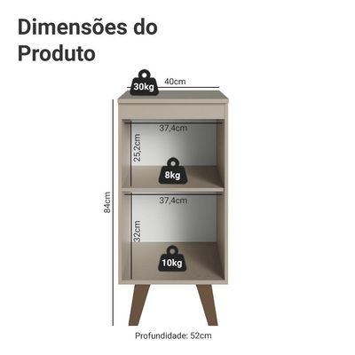 Balcão De Cozinha 40 Cm 1 Porta Com Pés Nice Madesa Crema