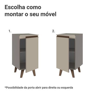 Balcão De Cozinha 40 Cm 1 Porta Com Pés Nice Madesa Crema