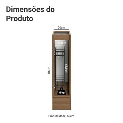 Balcão Porta-temperos 20 Cm 1 Porta (sem Tampo) Rustic-crema Vik Madesa Rustic-crema