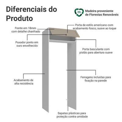 Porta-geladeira 83 Cm 1 Porta Basculante Branco-crema Vik Madesa Branco-crema