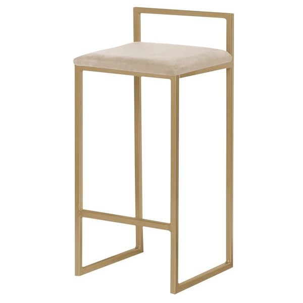 Banqueta Decorativa Selena Base Gold Veludo Bege - Gran Belo