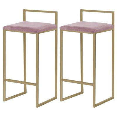 Kit 2 Banqueta Decorativa Selena Base Gold Veludo Rosê - Gran Belo