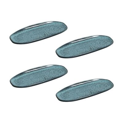 Conjunto de Travessas Ovais Pequenas Orgânico Night Sky 23x11cm 4 Peças Porto Brasil Azul