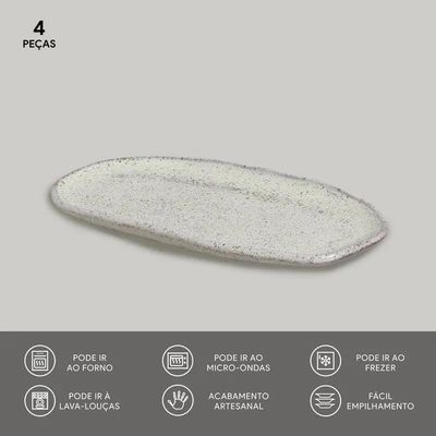 Conjunto de Travessas Ovais Pequenas Orgânico Pistache 23x11cm 4 Peças Porto Brasil Verde