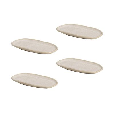 Conjunto de Travessas Ovais Pequenas Orgânico Latte 23x11cm 4 Peças Porto Brasil Off White