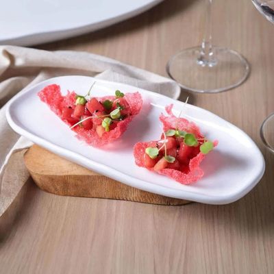 Conjunto de Travessas Ovais Pequenas Orgânico New White 23x11cm 4 Peças Porto Brasil Branco
