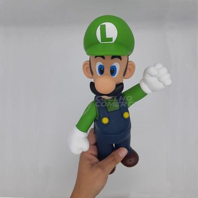 Boneco Action Figure Luigi Articulado Colecionável Grande Super Size 23cm - Super Mario World