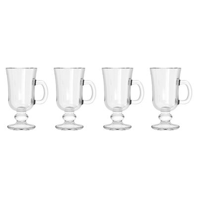 Conjunto de Canecas com 4 Peças em Vidro Cappuccino Creme CV244727 Cazza