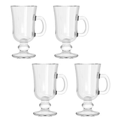 Conjunto de Canecas com 4 Peças em Vidro Cappuccino Creme CV244727 Cazza