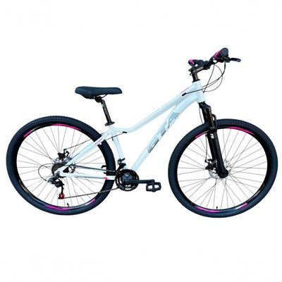 Bicicleta Aro 29 Gta Start Alumínio Mountain Bike 21v Freio A Disco Garfo Suspensão branco-cinza-rosa Tam: 15