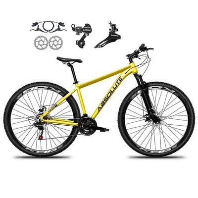 Bicicleta Aro 29 Absolute Nero 5 Alumínio 21v Câmbios Shimano Freio A Disco Hidráulico Mtb amarelo Tam: 19