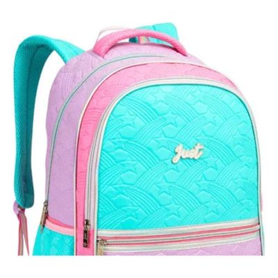 Mochila Costas Infantil Juvenil Love Estrelas Pompom Chaveiro Escolar Just Menina Denlex