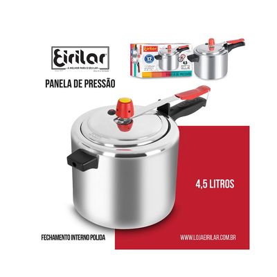 Panela de Pressão Eirilar Polida Prata 4,5L