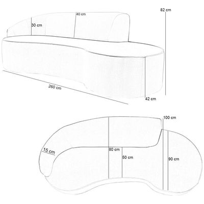 Sofá 4 Lugares Curvo Living Firenze Esquerdo D02 Bouclê Bege 260cm B-62 - Lyam