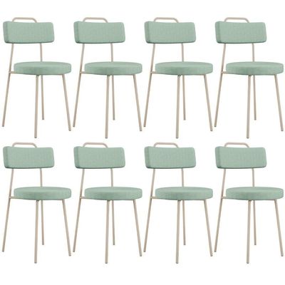 Kit 08 Cadeiras Decorativa Estofada Para Sala De Jantar Barcelona Arena L02 Linho Verde Menta - Lyam Decor