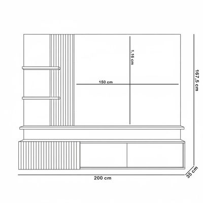 Painel Para Tv 65 Pol Com Bancada Suspensa Led Argos M07 Cinamomo Off White - Lyam Decor