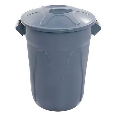 Lixeira de Plástico Cinza 66cm com Tampa Sobreposta 100 Litros Cr100c Jsn Cesto Plastico com Tam