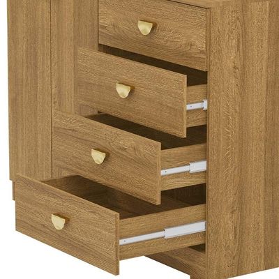 Cômoda Para Quarto Com Espelho 2 Portas 4 Gavetas 120cm Tulsa V01 Nature - Lyam Decor