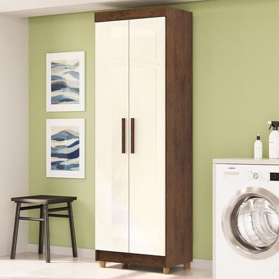 Armário Multiuso 2 Portas 60cm Hebrom V01 Imbuia Champanhe - Lyam Decor