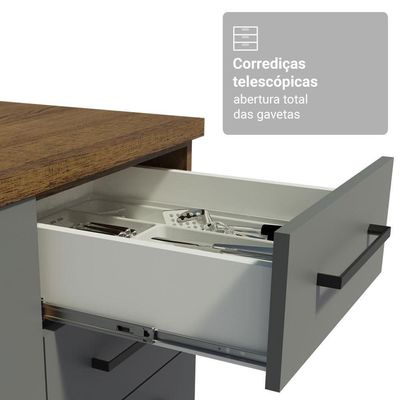 Armário De Cozinha Completa 190cm Com Cristaleira Agata Madesa Rustic Cinza