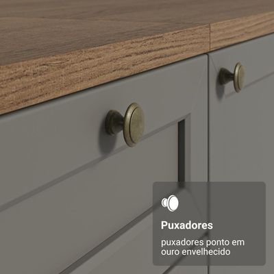 Armário De Cozinha Compacta 180 Cm Rustic-cinza Vik Madesa 04 Rustic-cinza