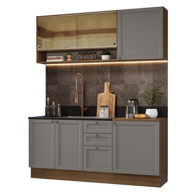Armário De Cozinha Compacta 180 Cm Rustic-cinza Vik Madesa 04 Rustic-cinza