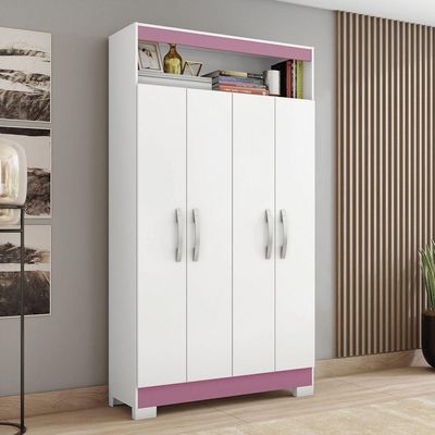 Armário Multiuso Nt 4040 - Branco - Rosa - Notável